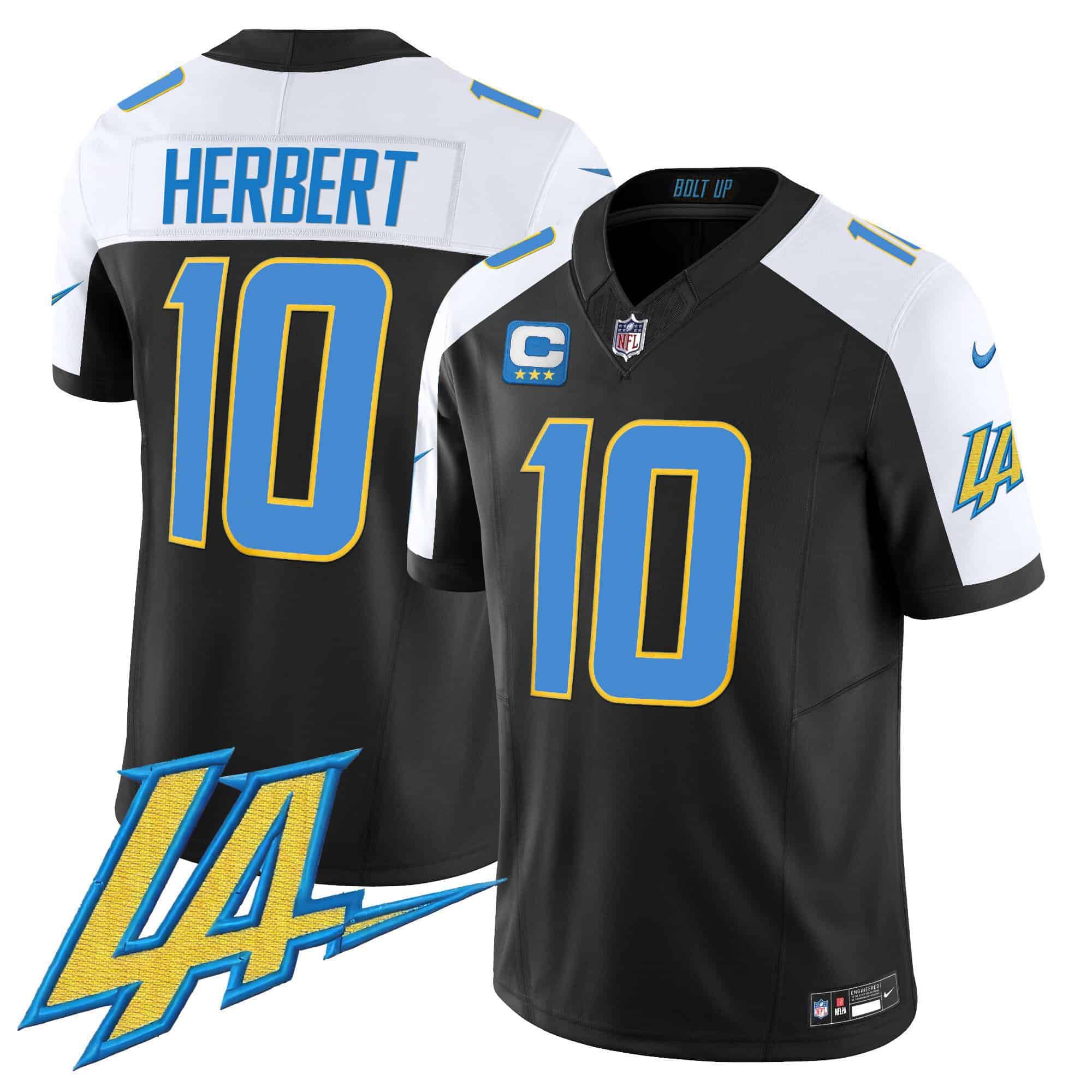 Men Los Angeles Chargers #10 Herbert Black 2024 Nike Vapor Limited NFL Jersey